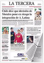 Imagen de la portada del diario La Tercera