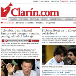 Sección de la portada de Clarin.com